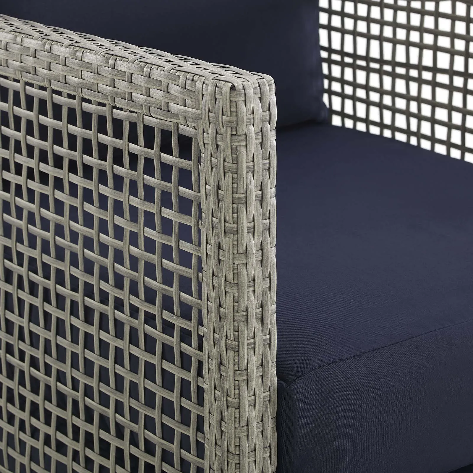 Aura 4 Piece Outdoor Patio Wicker Rattan Set Gray Navy EEI-3596-GRY-NAV-SET