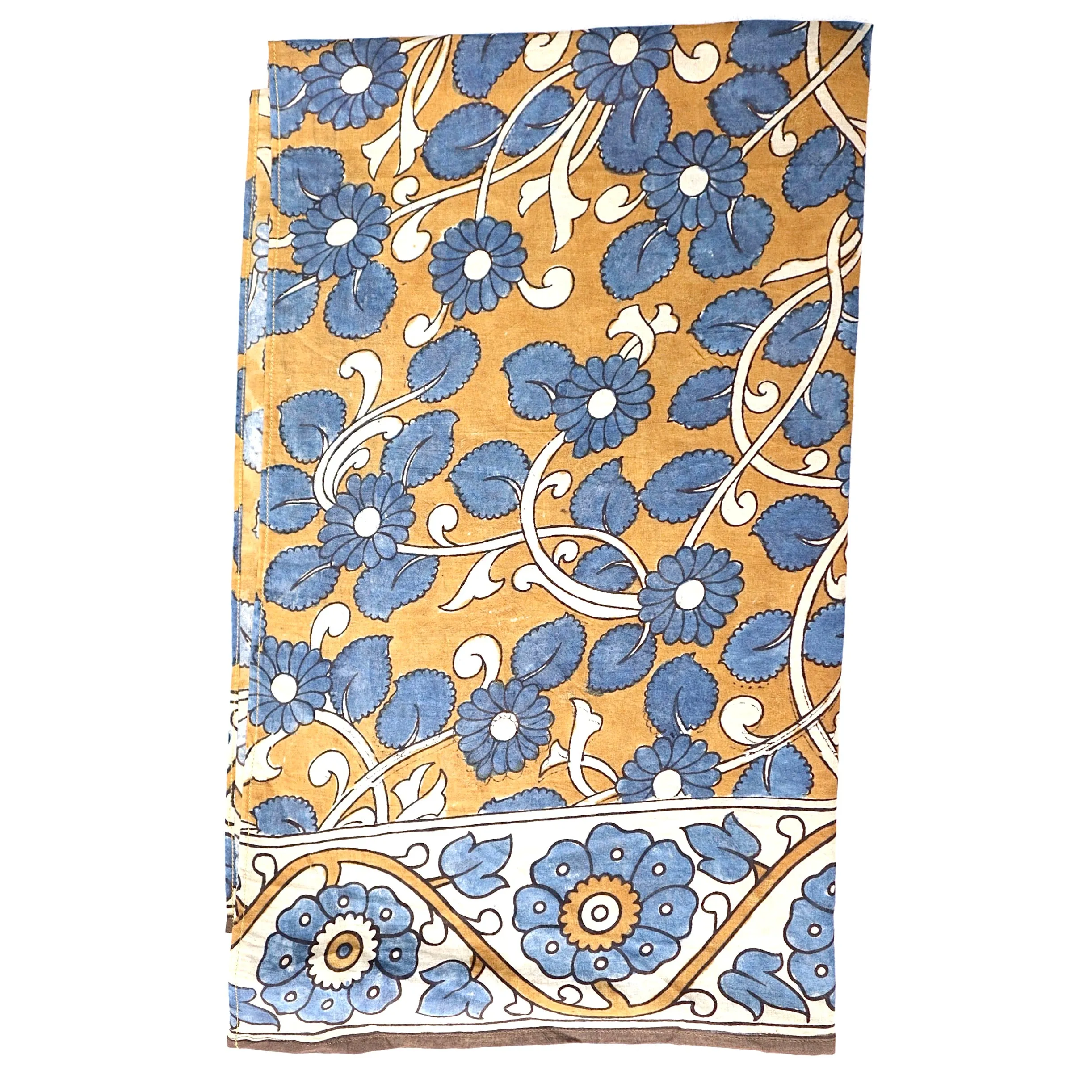 Azure Bloom Harmony – Limited Edition Hand Painted Cotton Scarf(HS0019)