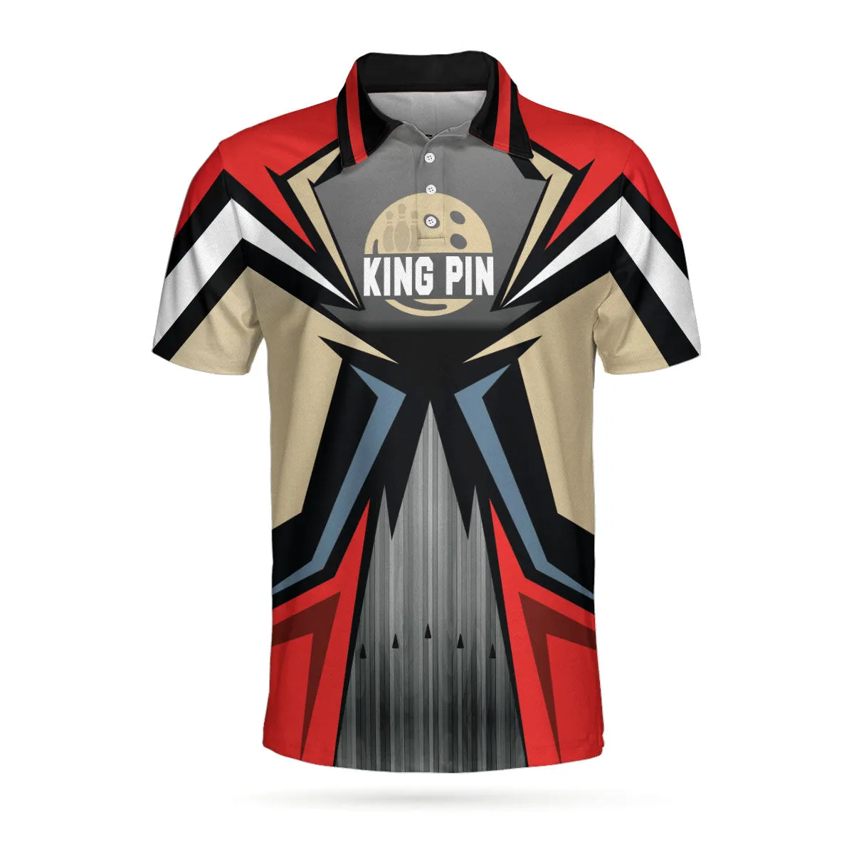Bowling Red Kingpin Short Sleeve Polo Shirt, Bowling Alley Polo Shirt, Best Bowling Shirt For Men Coolspod