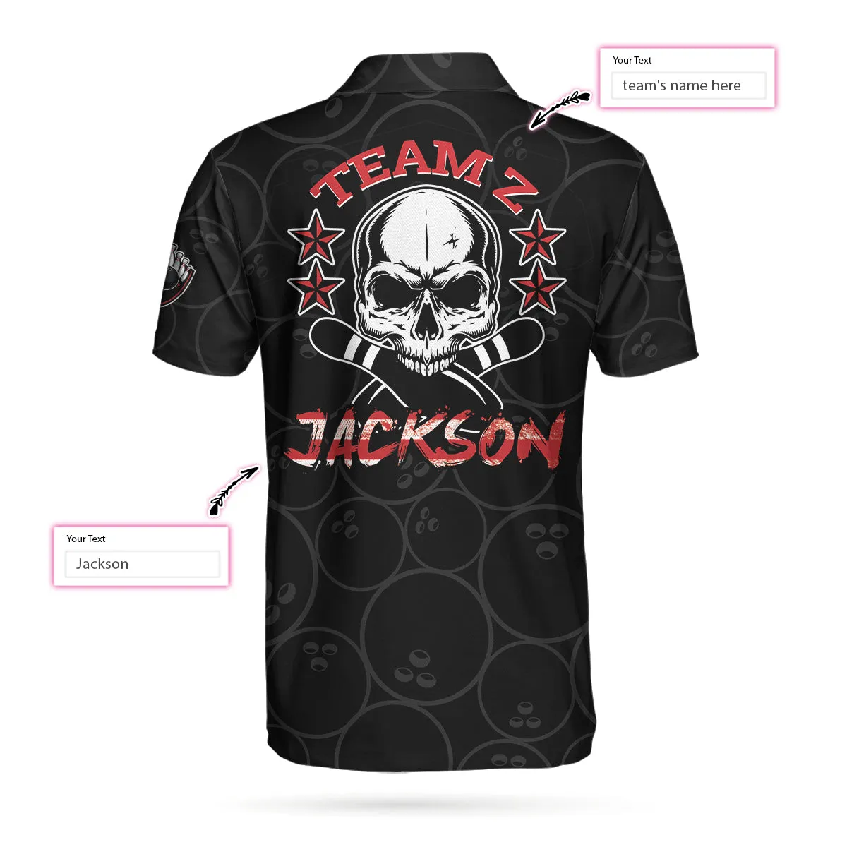 Bowling Team Skull Short Sleeve Custom Polo Shirt, Personalized Skull American Flag Polo Shirt, Bowling Shirt For Men Coolspod