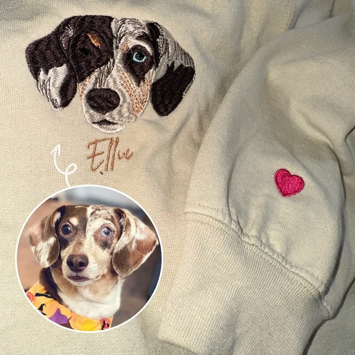 Cavalier King Charles Spaniel Sweatshirt or Hoodie, Custom Embroidered Gift from Photo Name