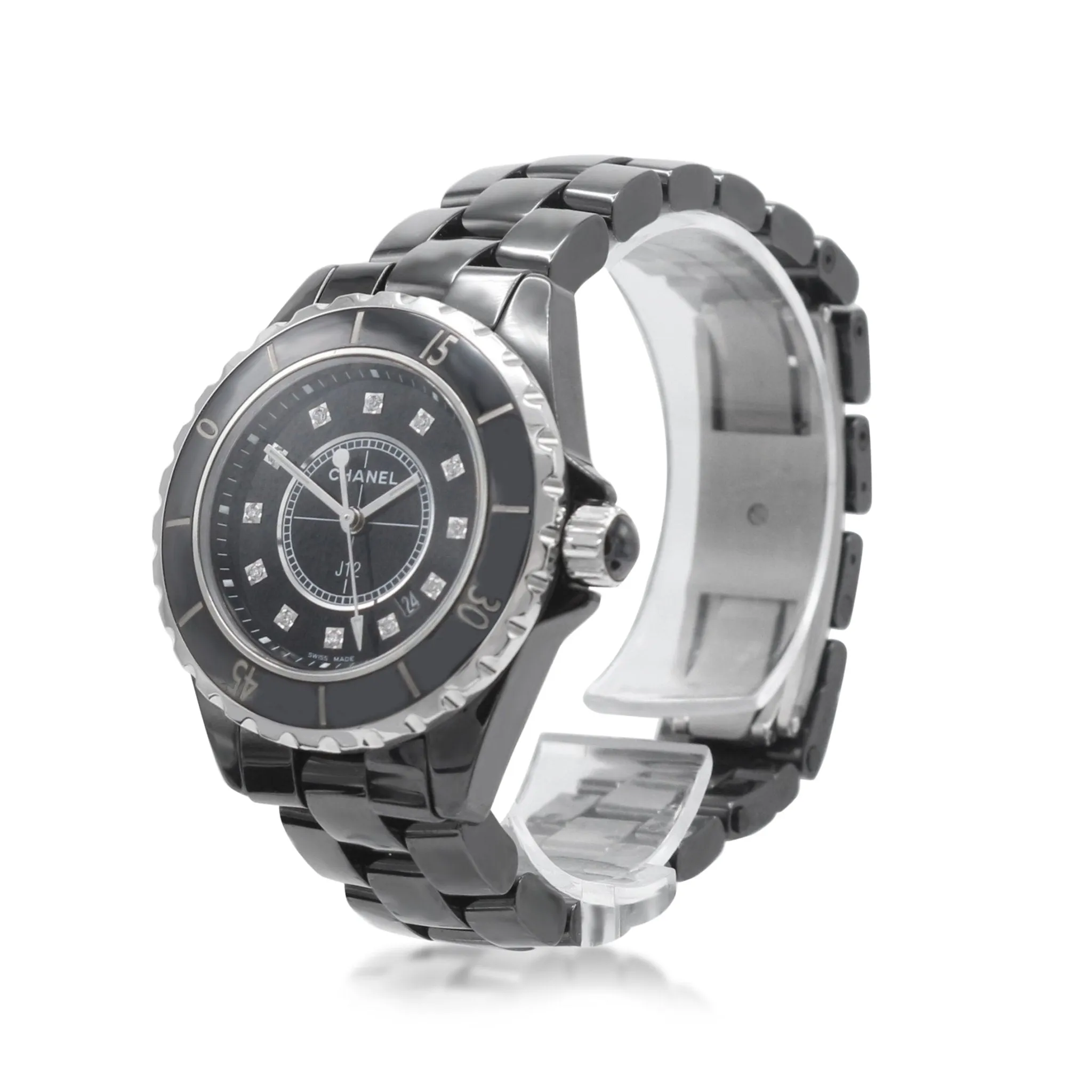 Chanel J12 33mm Black Ceramic Quartz Watch - Ref: H1625