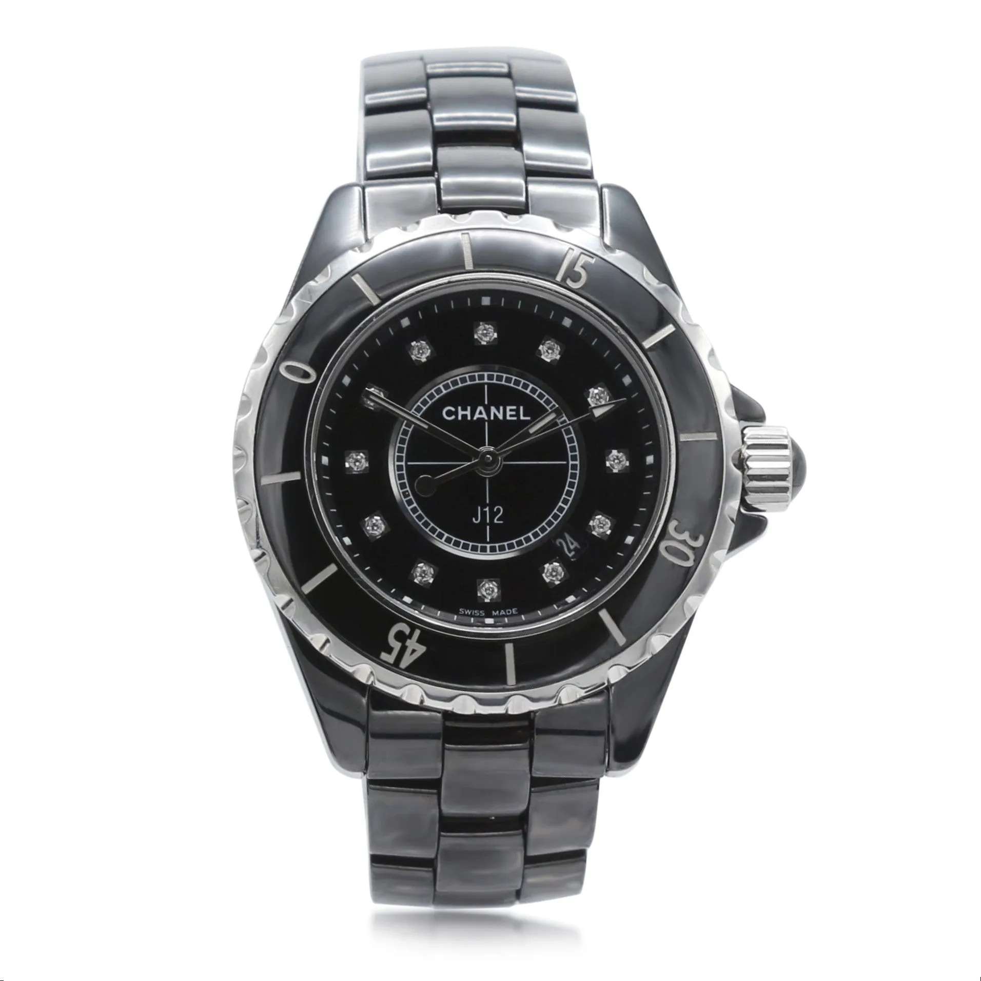 Chanel J12 33mm Black Ceramic Quartz Watch - Ref: H1625