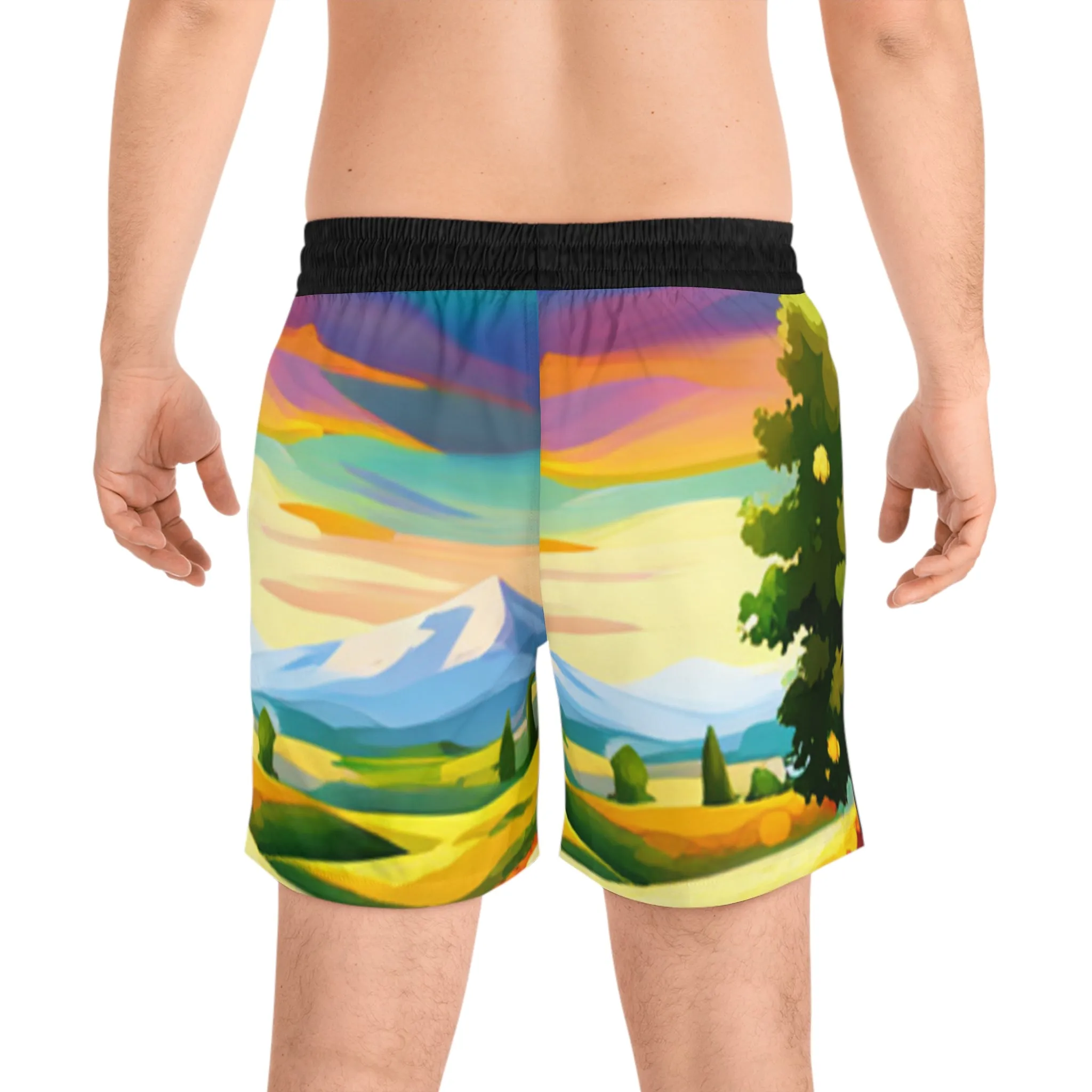 Country Living Swim Trunks!  Men's Mid-Length Swim Shorts (AOP)