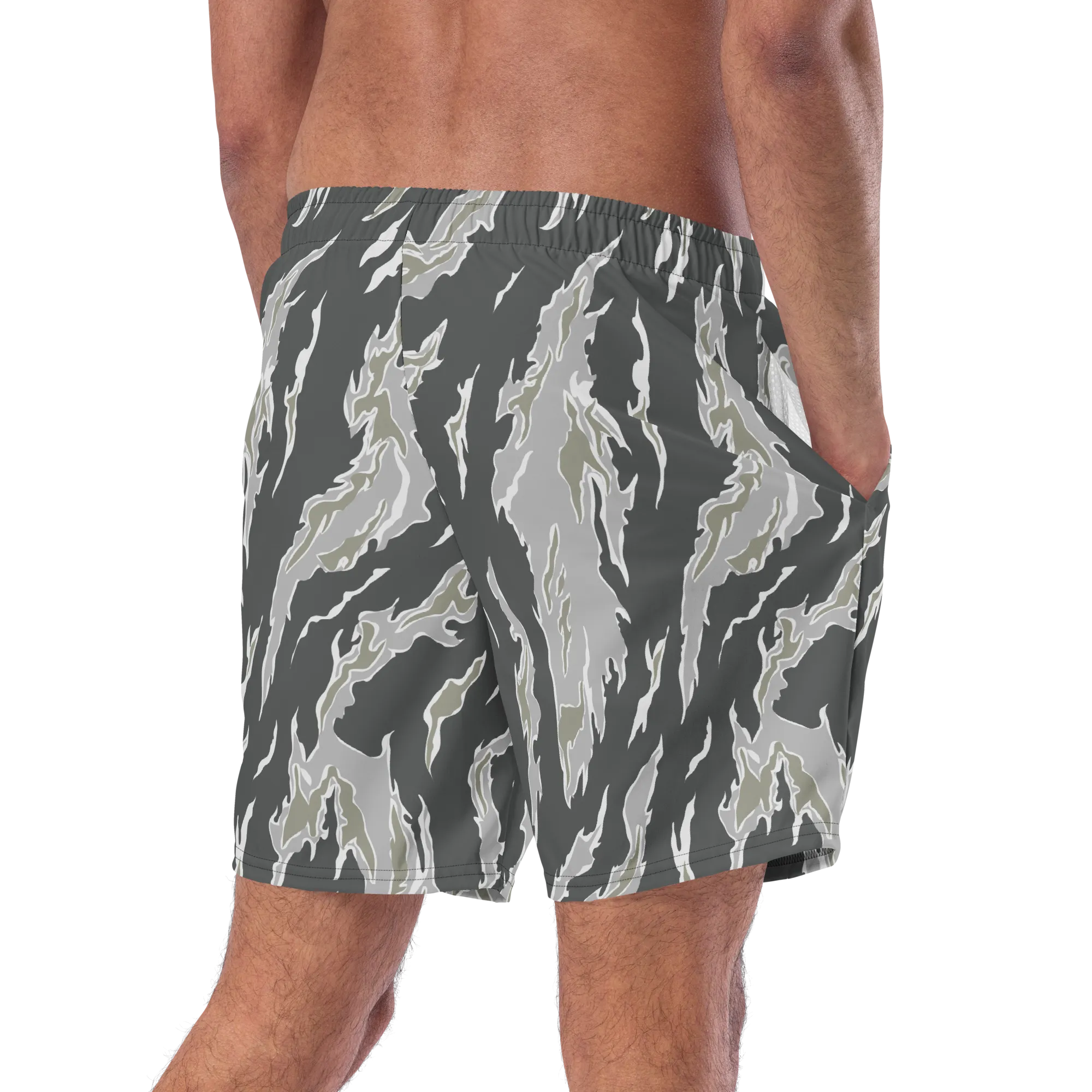 Drab Tiger Stripe Camo Men's Swim Trunks