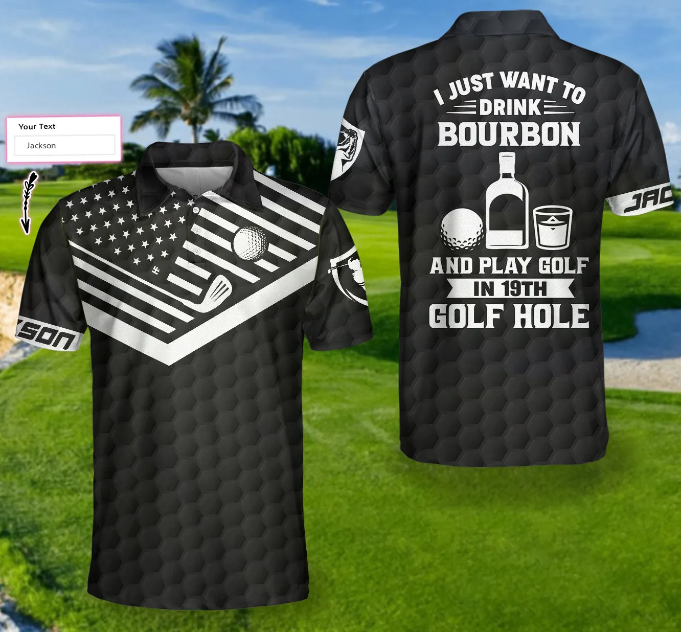 Drink Bourbon And Play Golf In 19Th Golf Hole Custom Polo Shirt, Personalized Golf Shirt For Men Coolspod