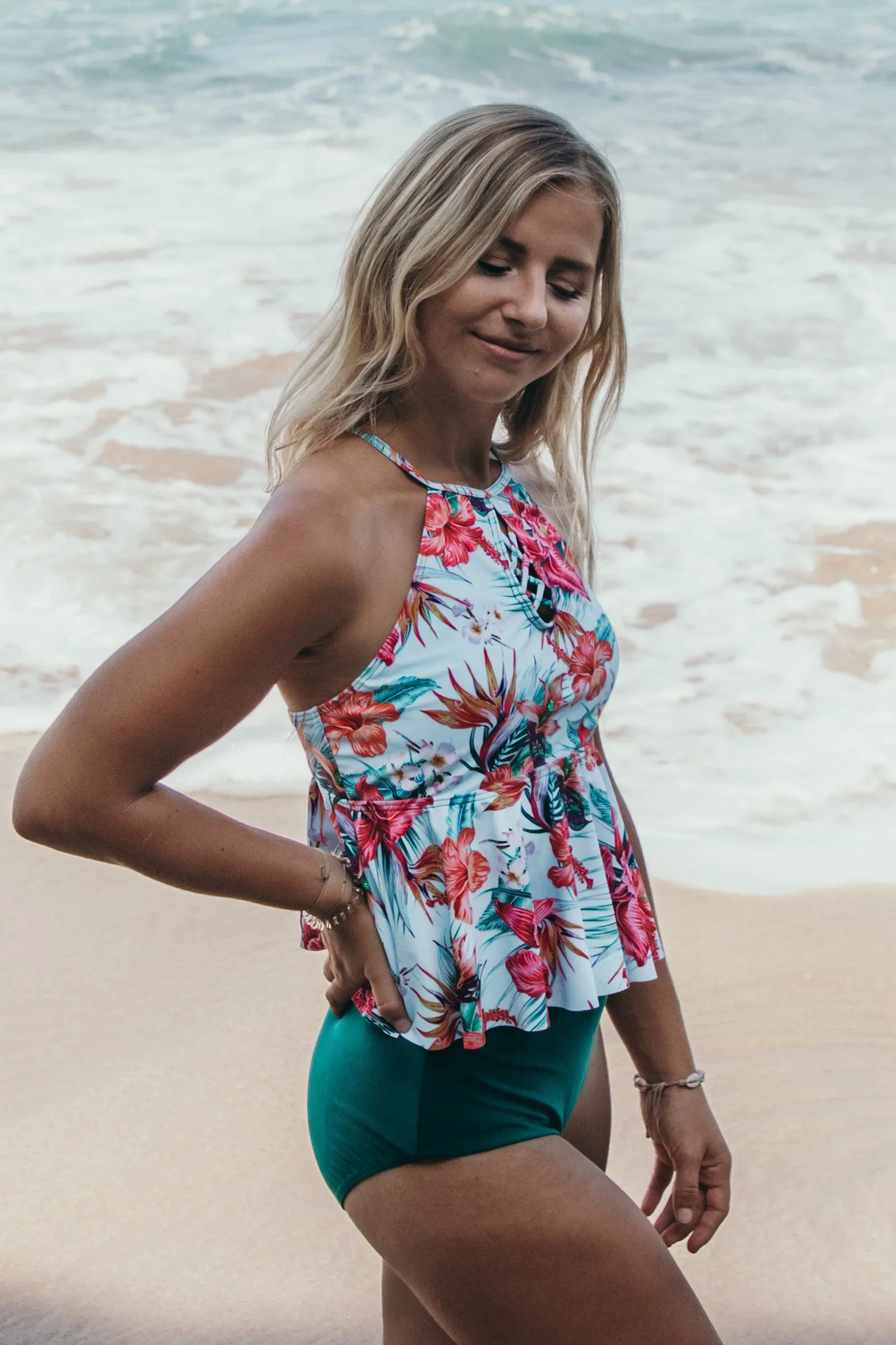 Flounced Floral Tankini Set in Flower 4059