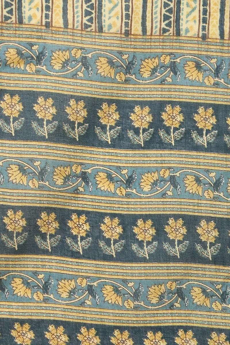 Green Pure Cotton Floral Printed Flared Suit Set