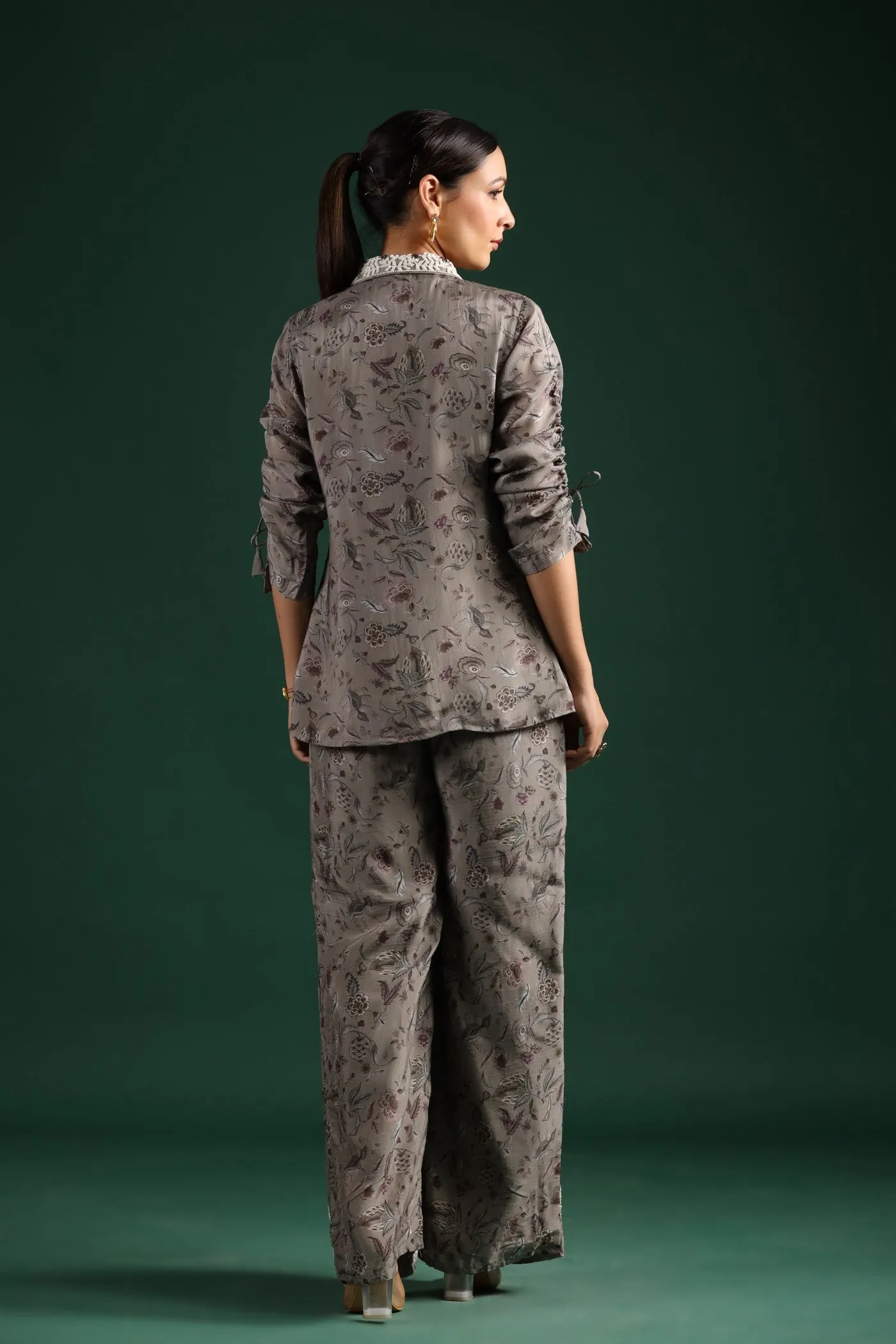 Grey Floral Printed Co-Ord Set