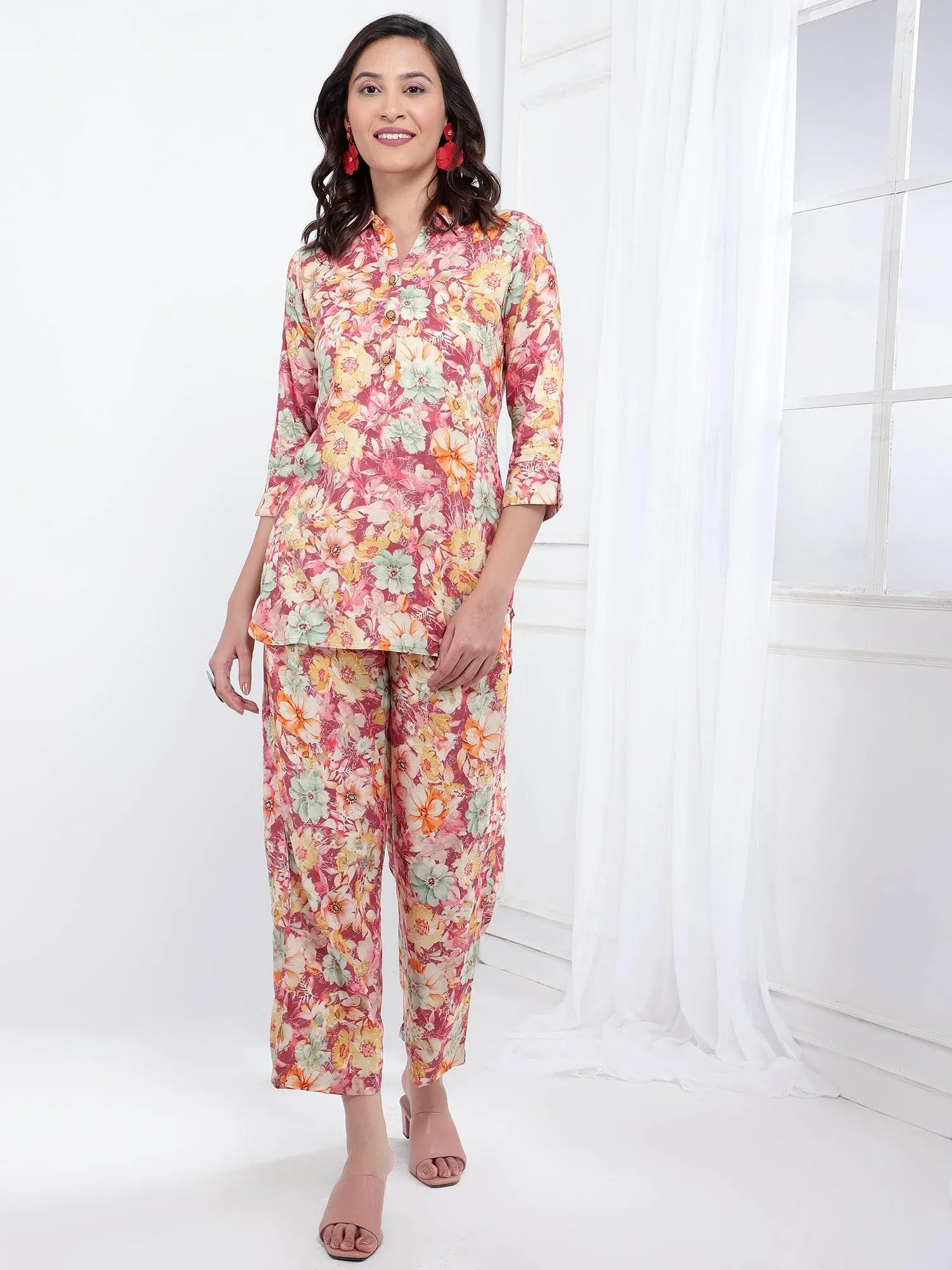 Gulnaz Printed Women Liva Co-Ord Set