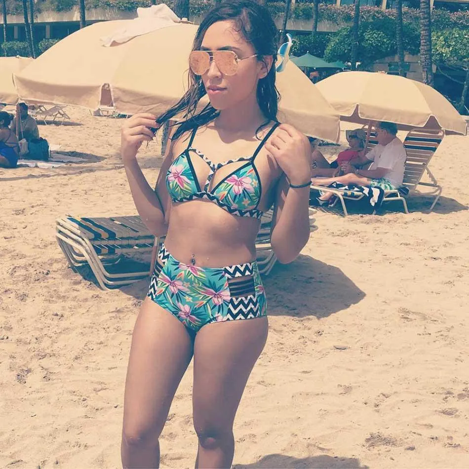 High Waist Swimsuit Women  Push Up Swimwear Print Brazilian Bikini