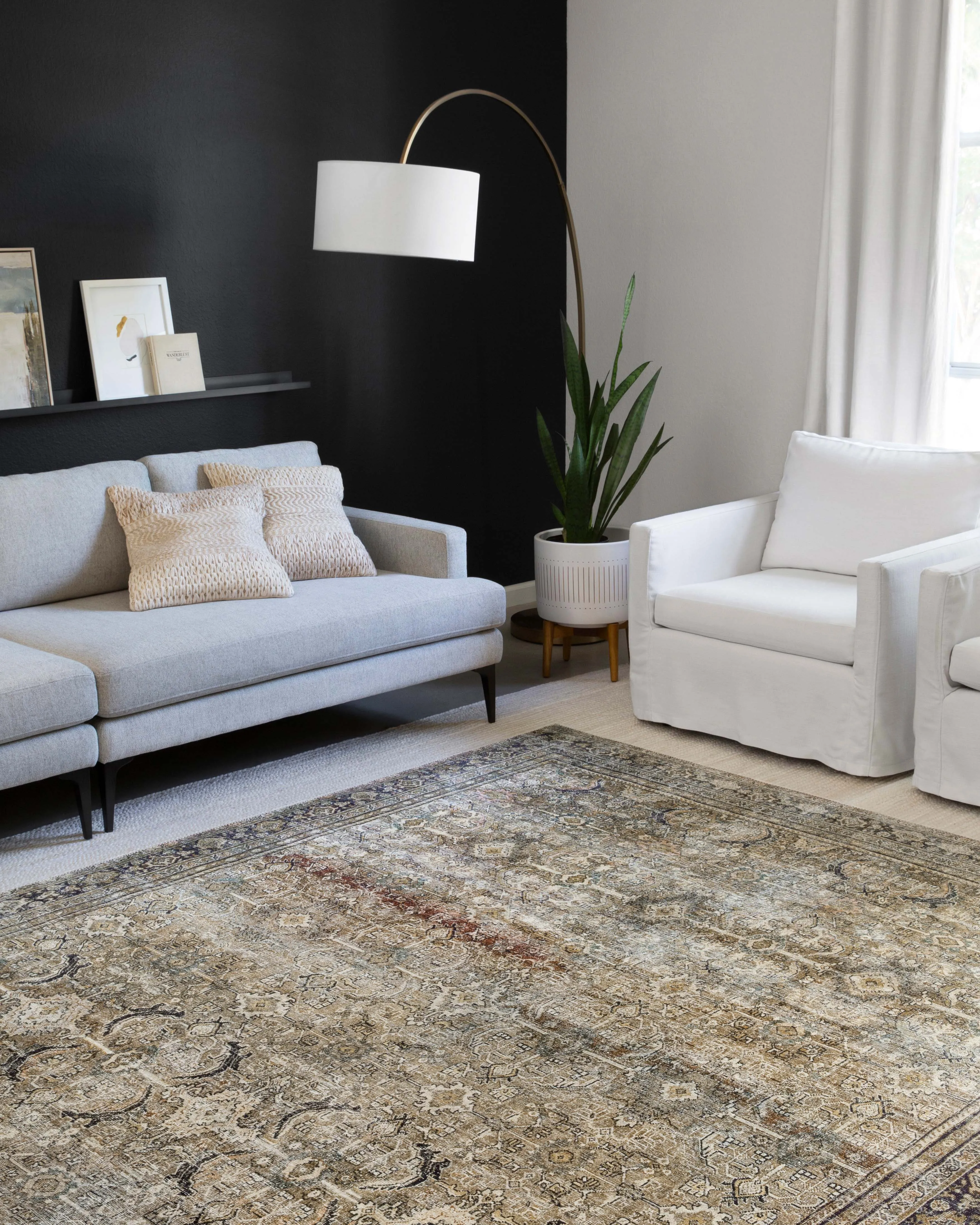 Layla Rug in Olive & Charcoal