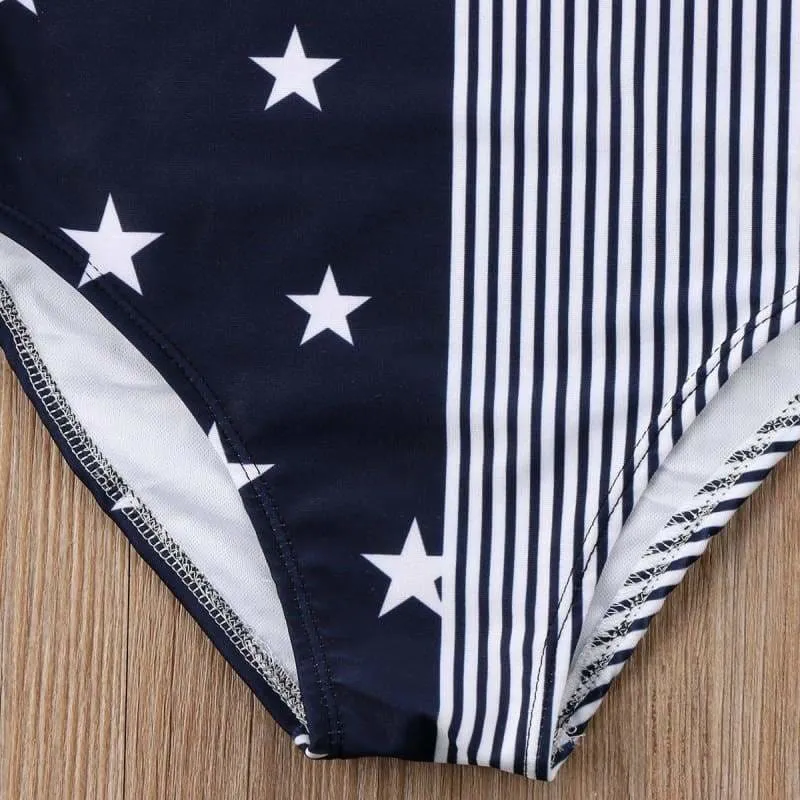 Navy Blue Stars Mom and Daughter matching swimwear