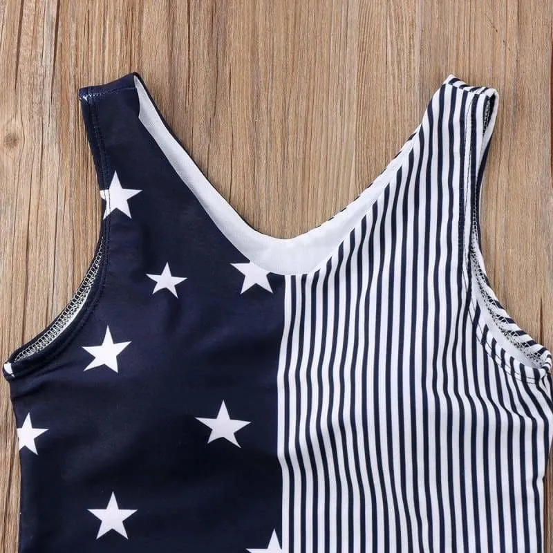 Navy Blue Stars Mom and Daughter matching swimwear