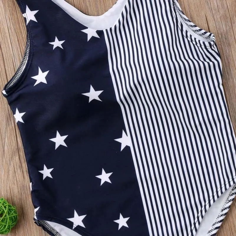 Navy Blue Stars Mom and Daughter matching swimwear