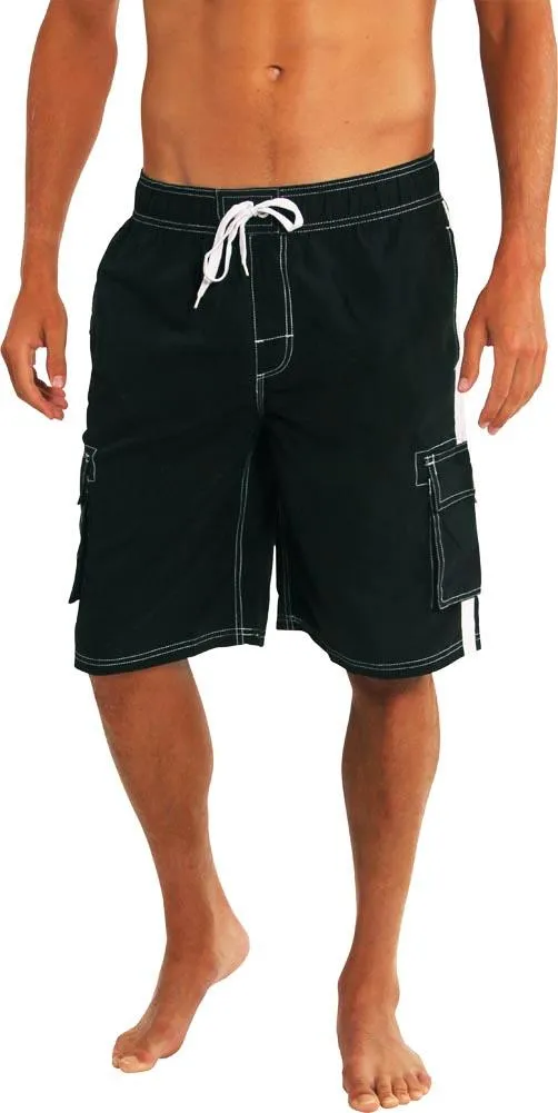 Norty Mens Plus Size Swim Trunks - Extended, King Size Swimsuit, Available up to 5X, Model 39961