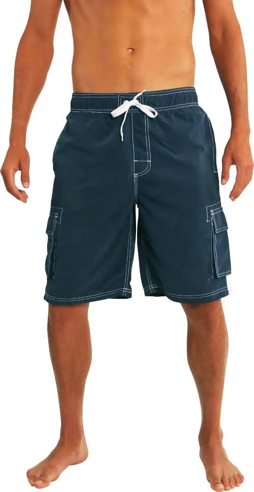 Norty Mens Plus Size Swim Trunks - Extended, King Size Swimsuit, Available up to 5X, Model 39961