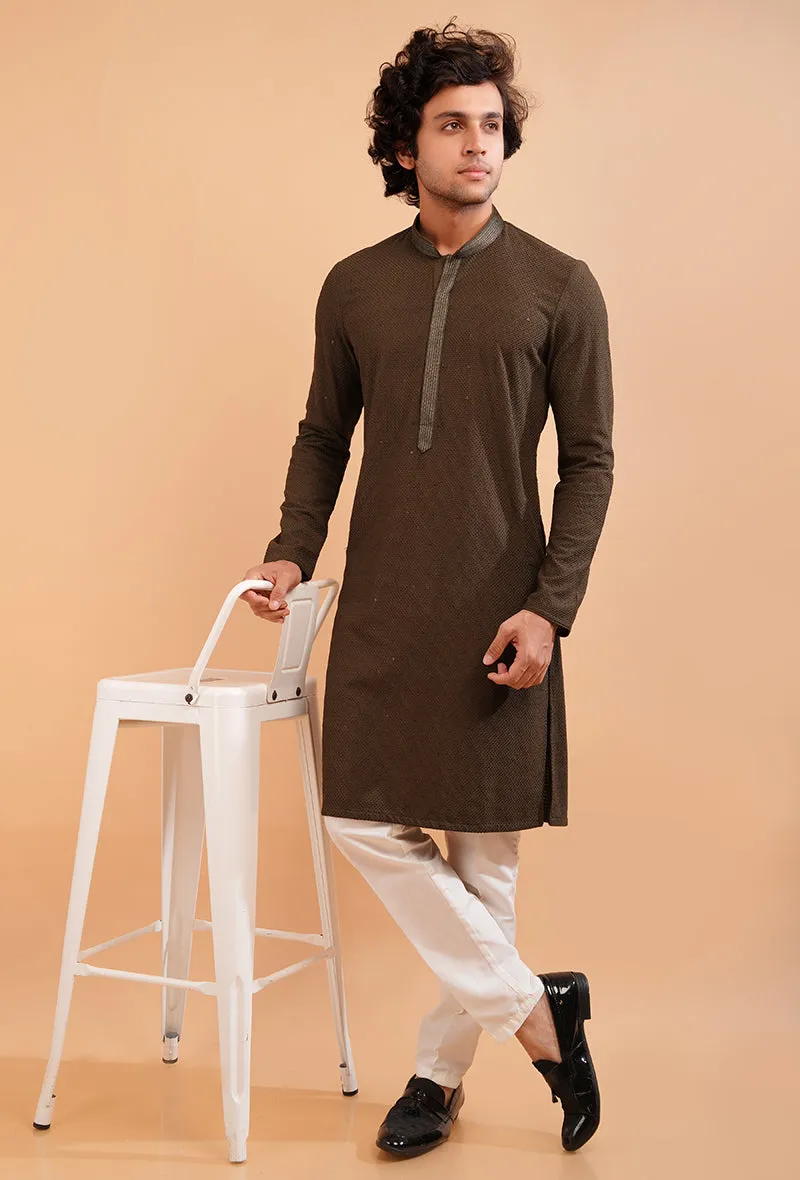 Olive Brown Kurta Pajama | Azania