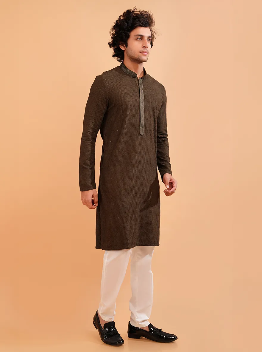 Olive Brown Kurta Pajama | Azania