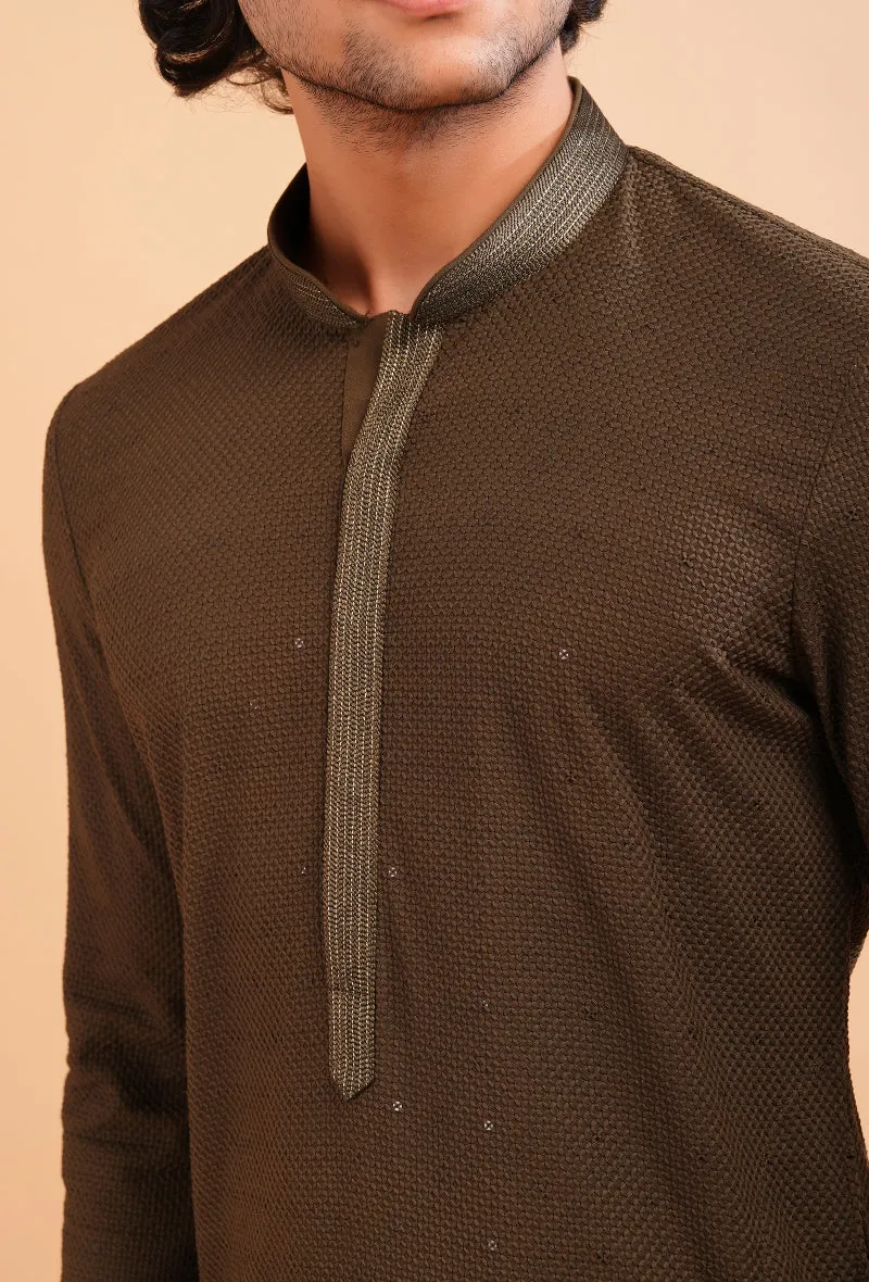 Olive Brown Kurta Pajama | Azania
