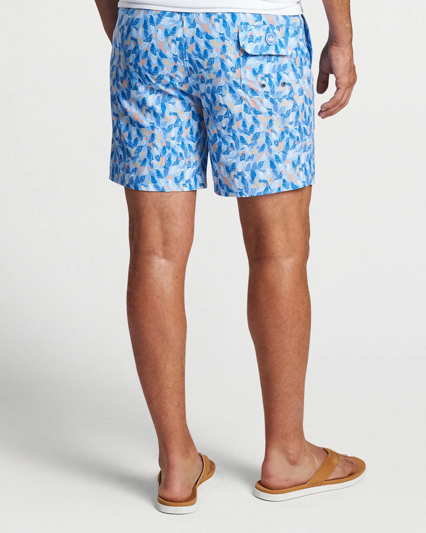 PARROT TALK SWIM TRUNK - COTTAGE BLUE