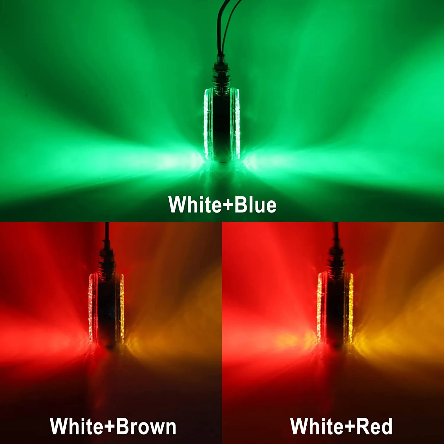 Partsam 2x 4 Dual Revolution Amber/Red/Green Round Double Face 48 Diode Marker/Turn Signal and Auxiliary Led Pedestal Light with Chrome Housing Sealed Replacement for Kenworth/Peterbilt/Freightliner