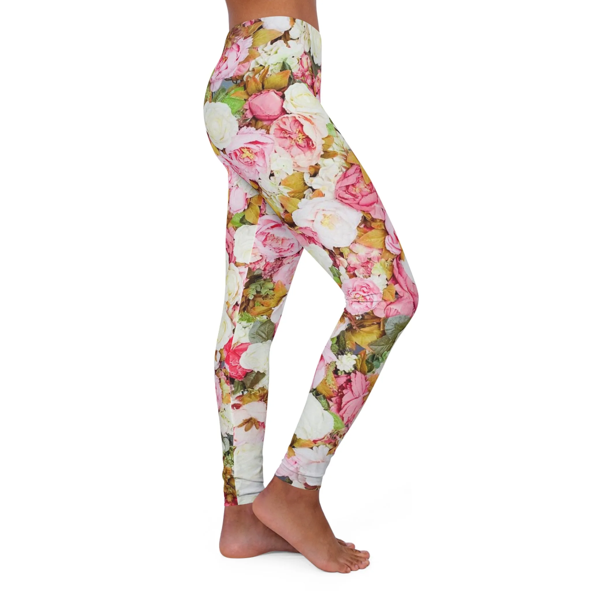 Pink Flowers - Inovax Women's Spandex Leggings