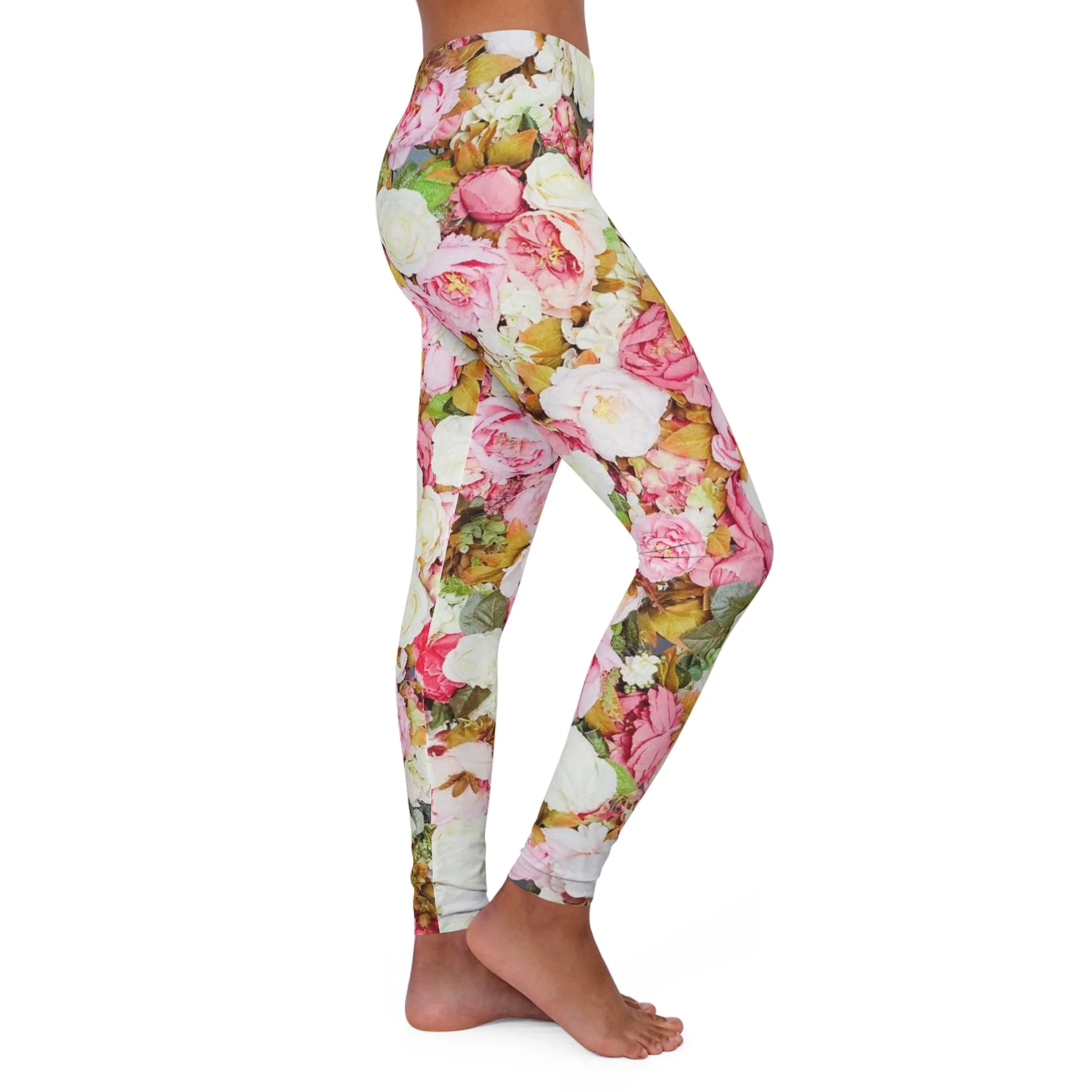 Pink Flowers - Inovax Women's Spandex Leggings