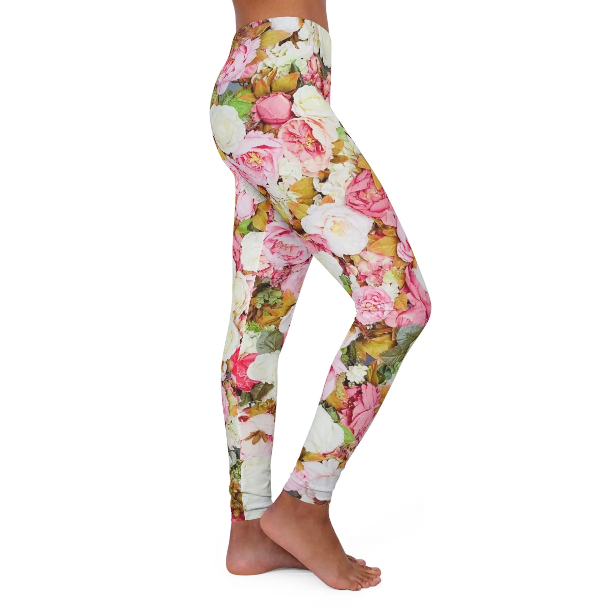 Pink Flowers - Inovax Women's Spandex Leggings