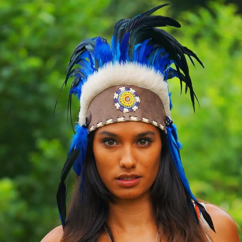 Royal Blue Feather Headdress