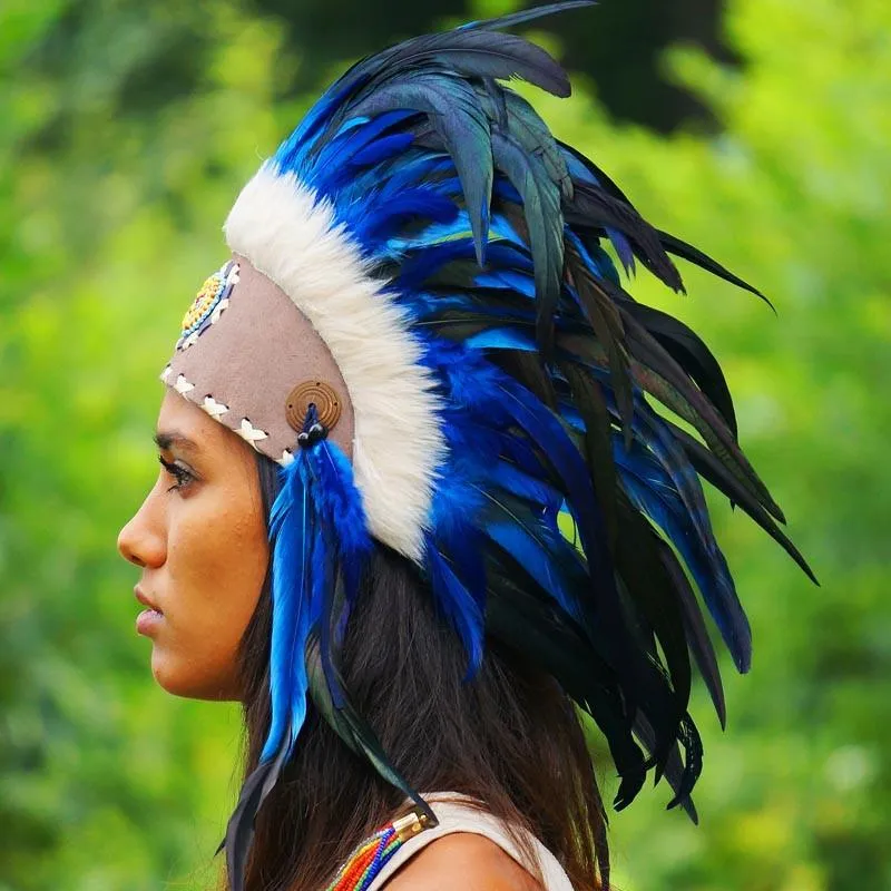 Royal Blue Feather Headdress