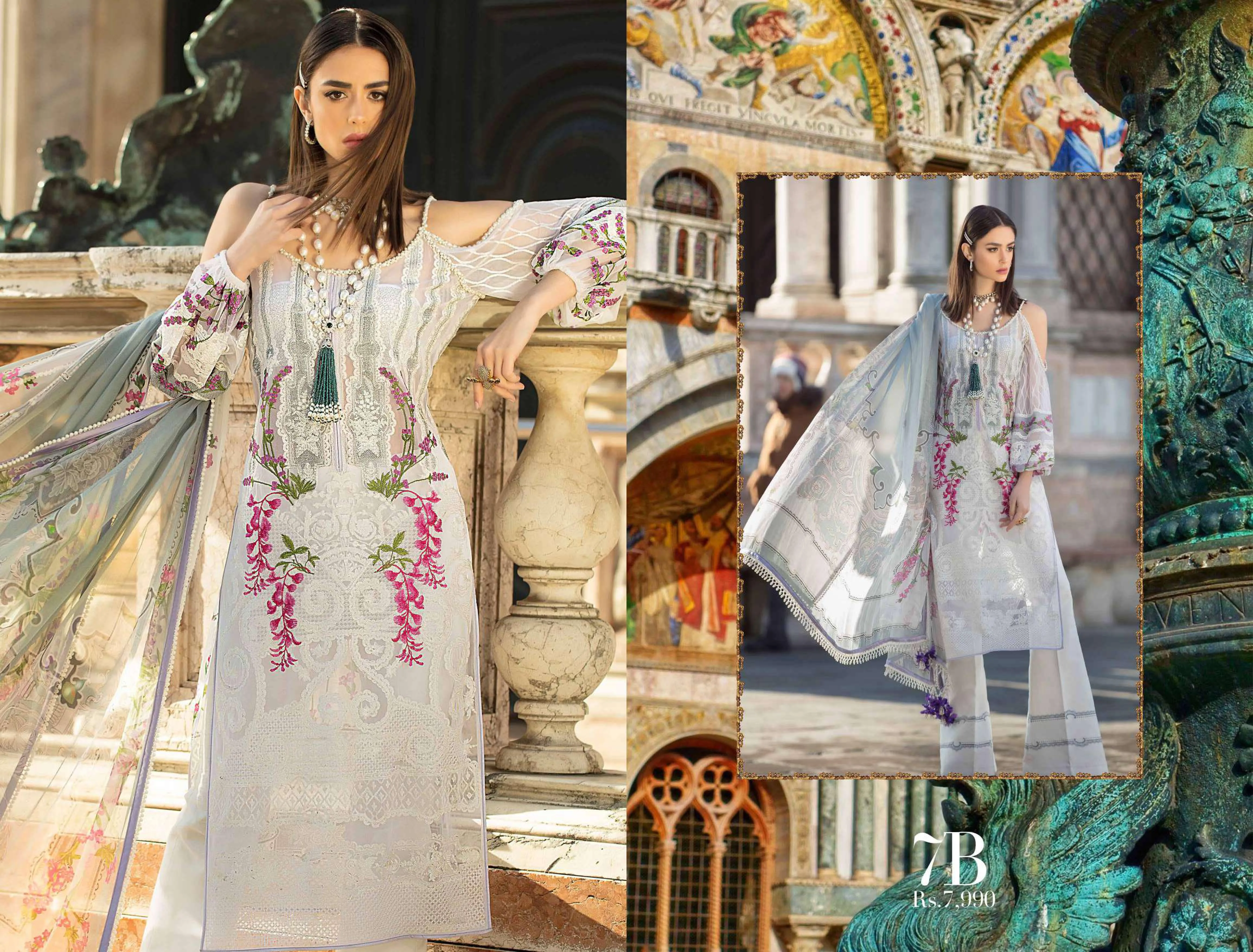 Sana Safinaz Luxury Lawn Collection 2019 – 7B - Veneziano
