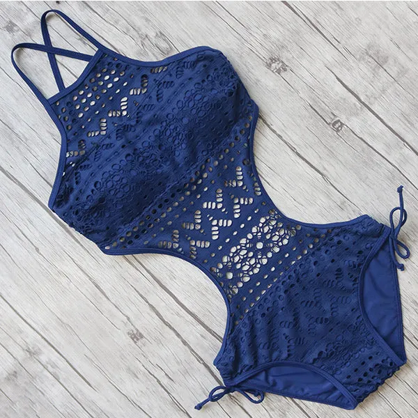 Sexy Handmade Solid Color Meshed Monokini