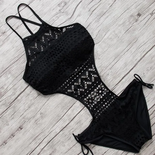 Sexy Handmade Solid Color Meshed Monokini