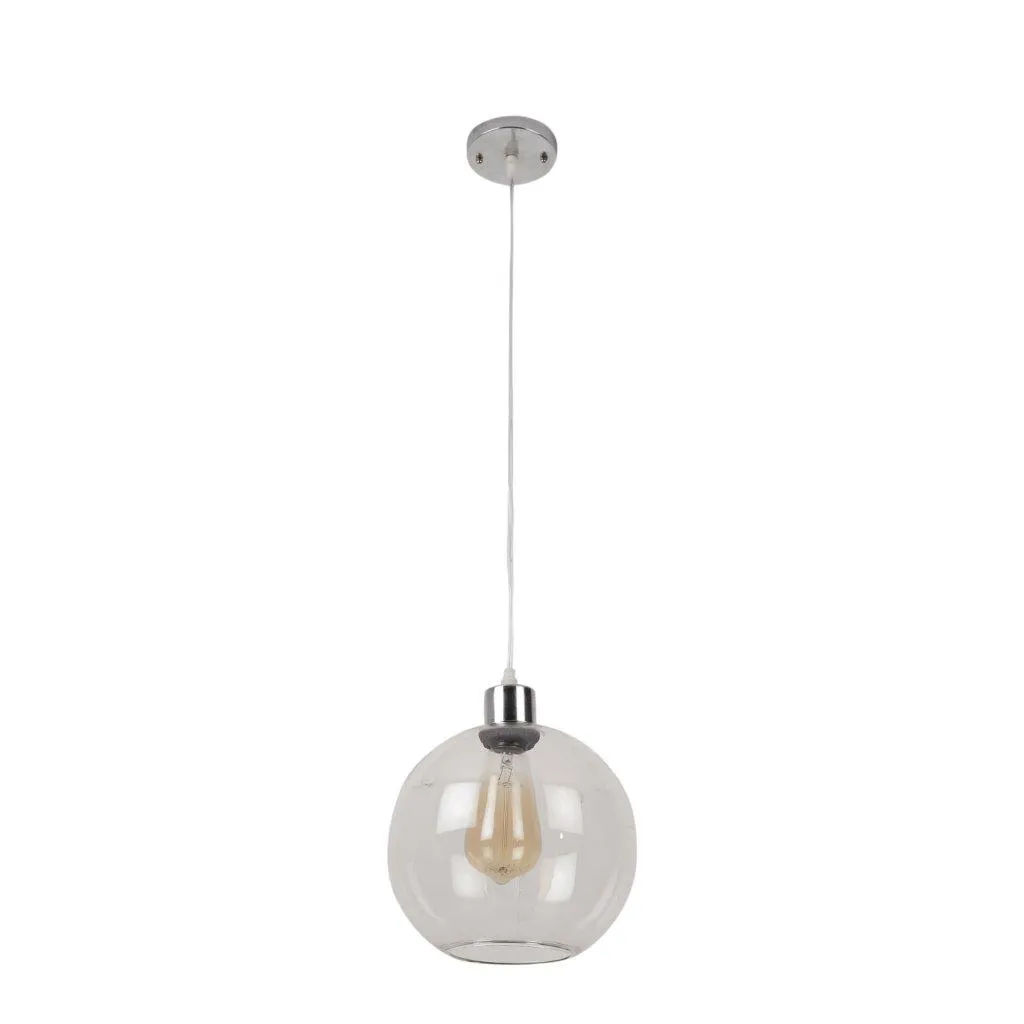 Silver Metal Hanging Light - 8-INCH-DOOM-CL - Included Bulb