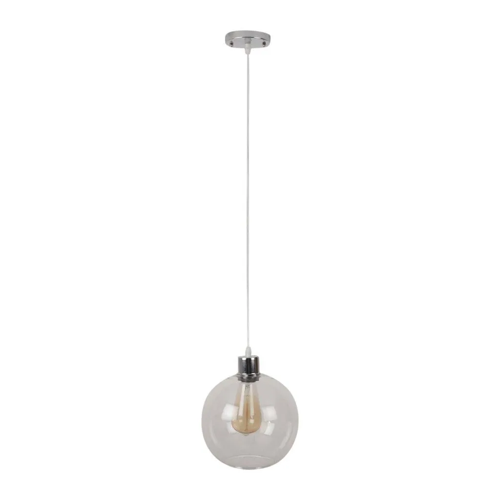 Silver Metal Hanging Light - 8-INCH-DOOM-CL - Included Bulb
