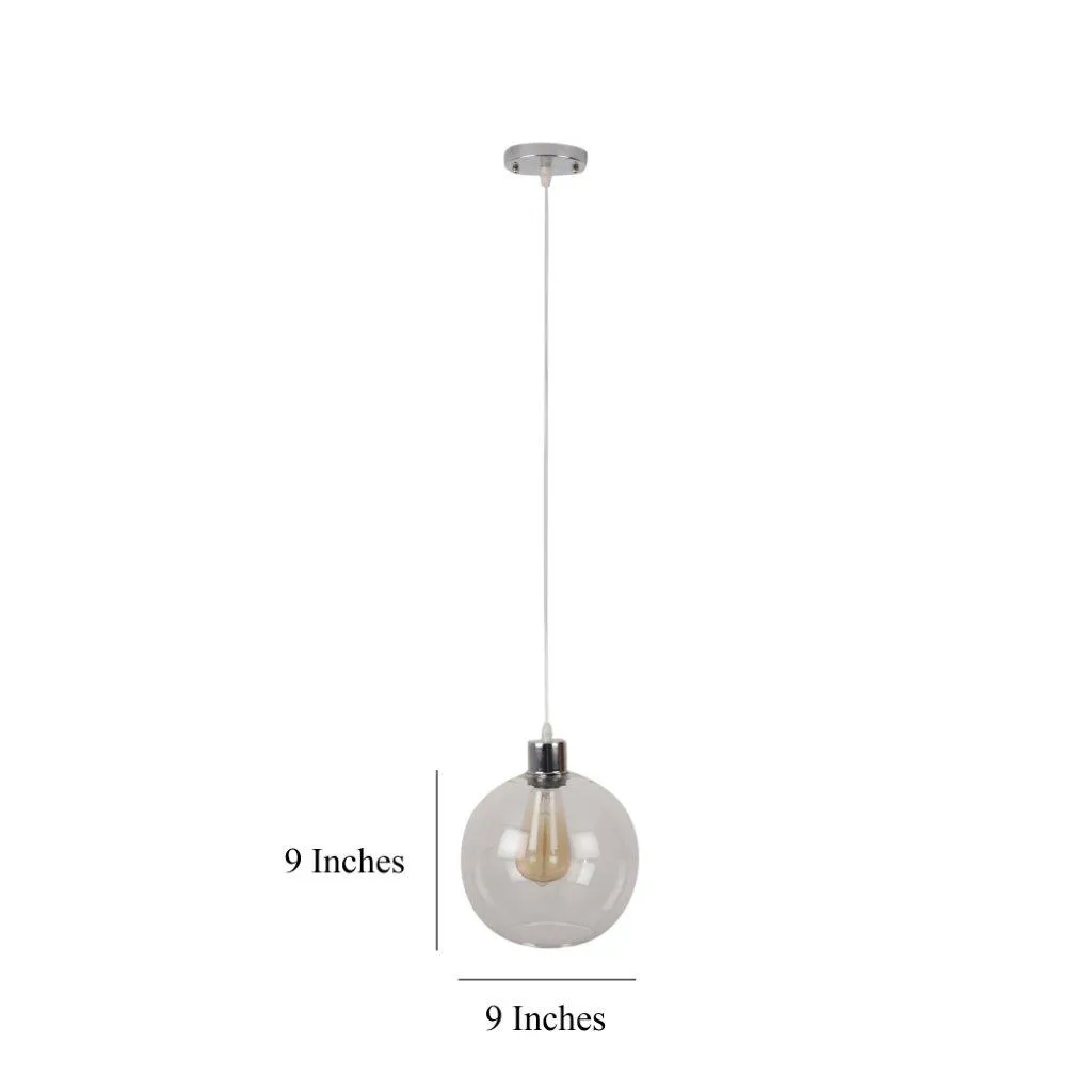 Silver Metal Hanging Light - 8-INCH-DOOM-CL - Included Bulb