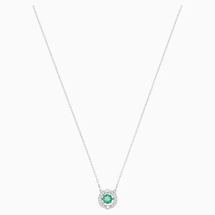 Swarovski Sparkling Dance Necklace, Green, Rhodium plated 5496308