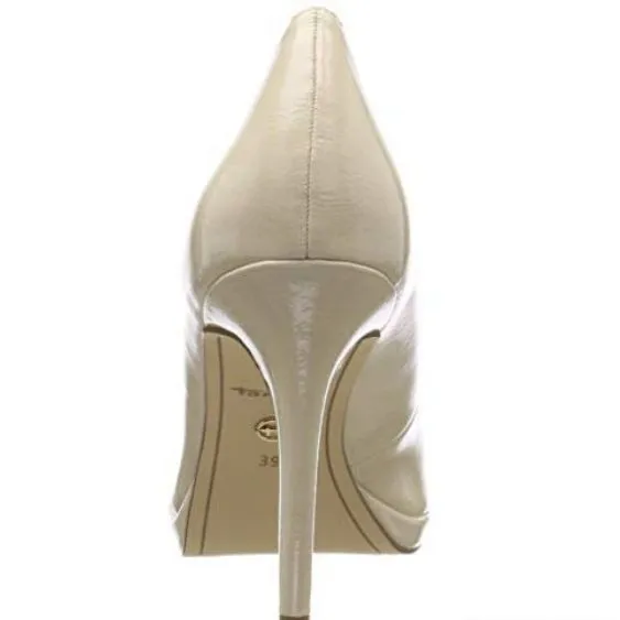 Tamaris "22475" Cream Patent Court Shoe