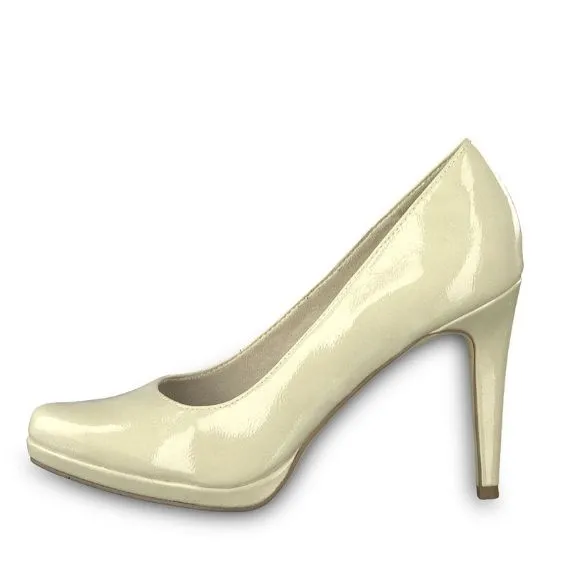Tamaris "22475" Cream Patent Court Shoe