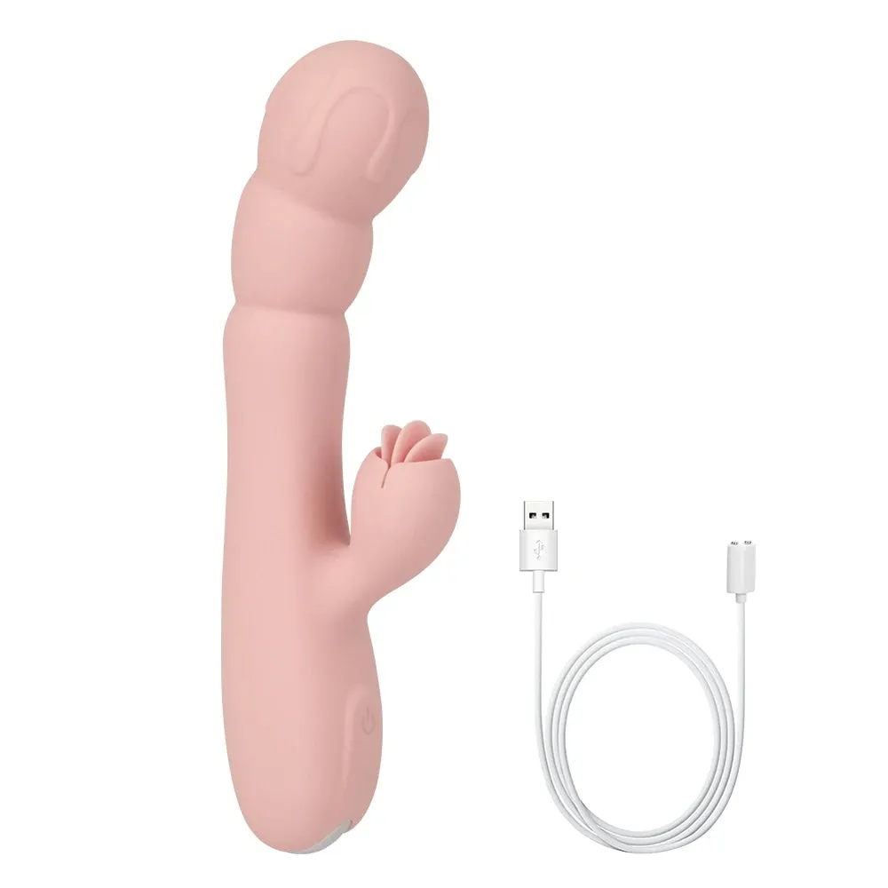 Vibrating G-Spot and Clitoral Stimulator with Tongue Clit Clamp - Womens Sex Toy