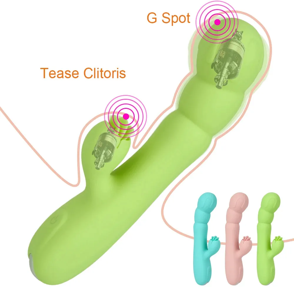 Vibrating G-Spot and Clitoral Stimulator with Tongue Clit Clamp - Womens Sex Toy