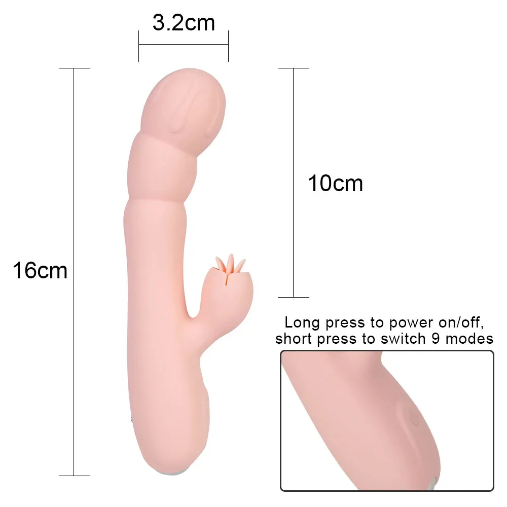 Vibrating G-Spot and Clitoral Stimulator with Tongue Clit Clamp - Womens Sex Toy