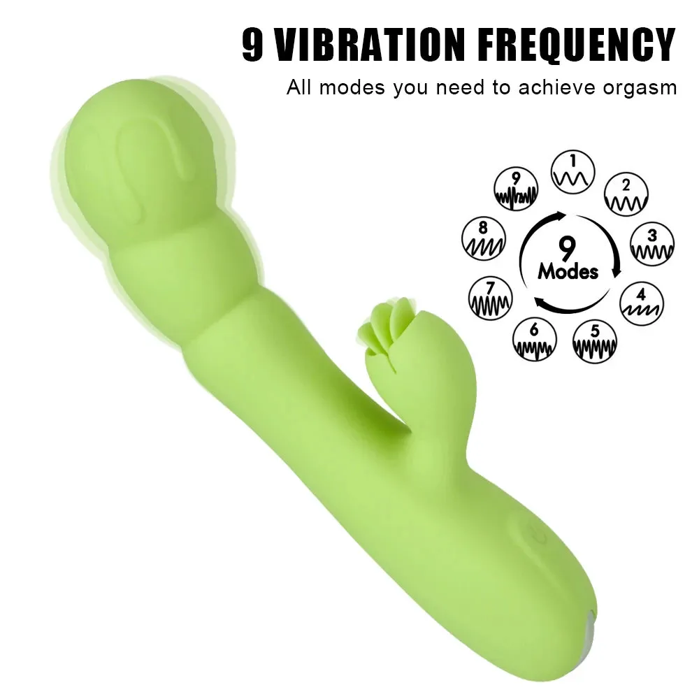 Vibrating G-Spot and Clitoral Stimulator with Tongue Clit Clamp - Womens Sex Toy