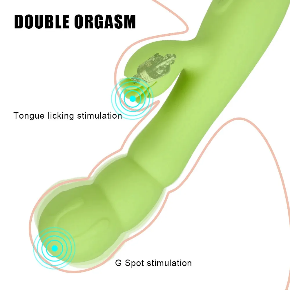 Vibrating G-Spot and Clitoral Stimulator with Tongue Clit Clamp - Womens Sex Toy