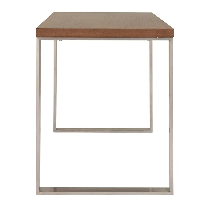 Walnut & Brushed Stainless Steel 48" Modern Desk