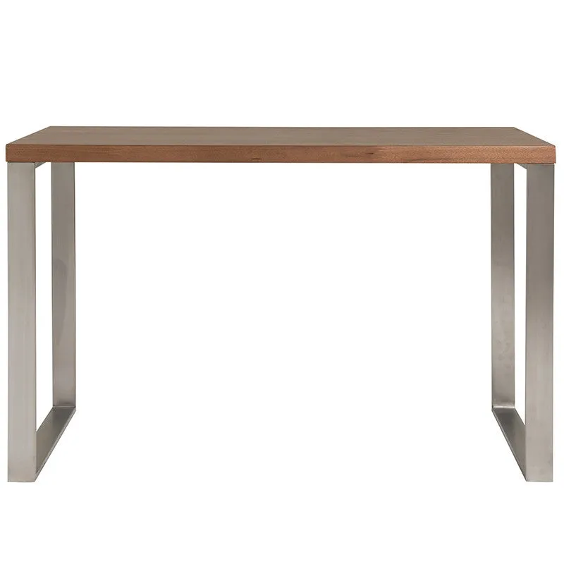 Walnut & Brushed Stainless Steel 48" Modern Desk