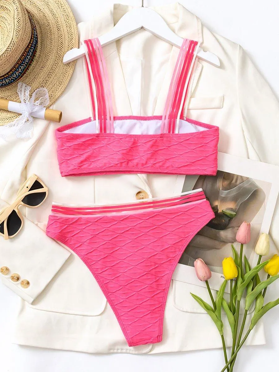 Women's Rose Red High-Waisted Bikini Set - GFIT Swimwear