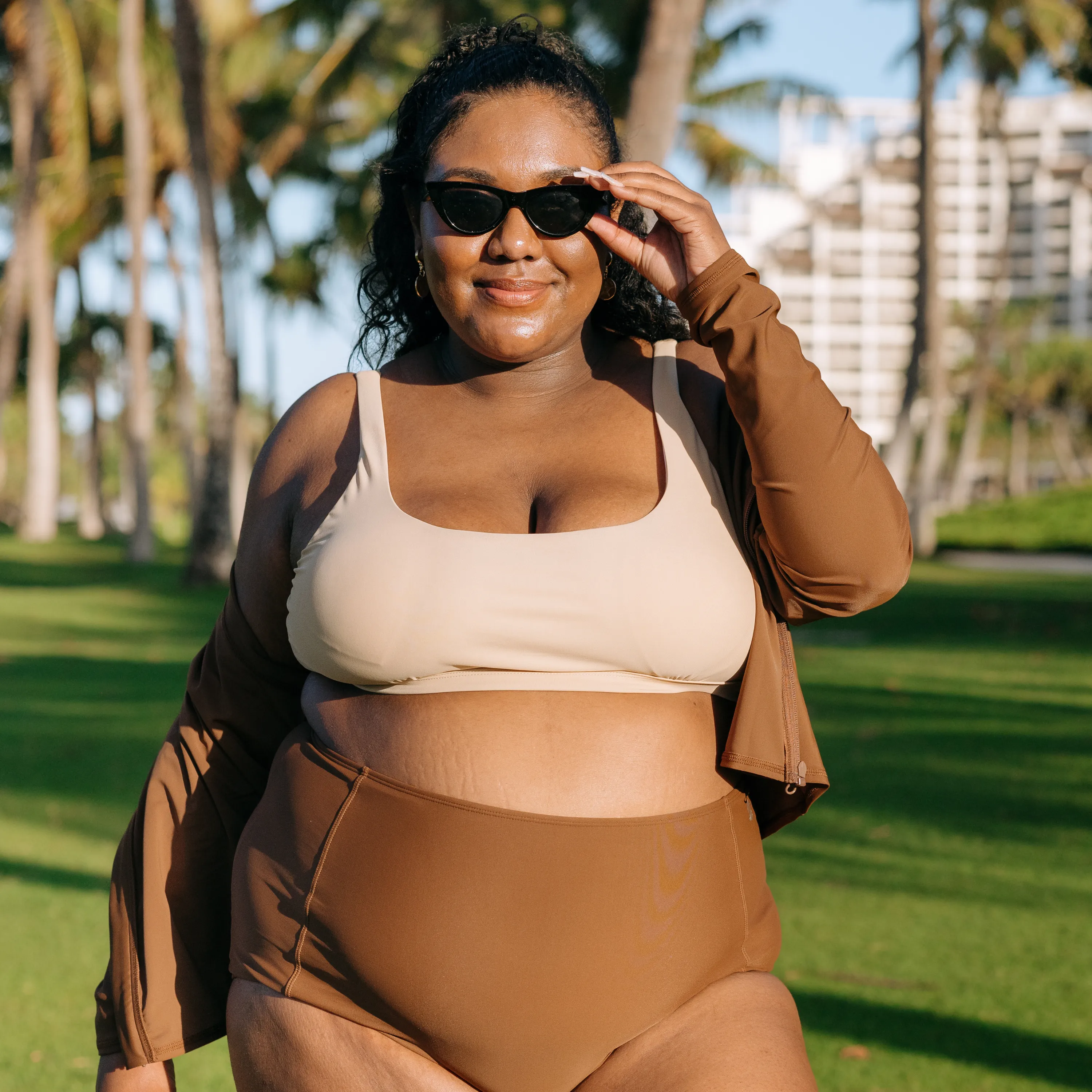 Women's Scoop Neck Bikini Top Plus Size | "Sandy Beach"