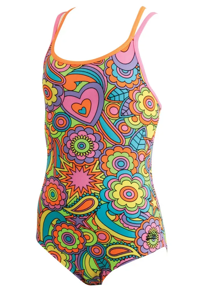 Zoggs Zesty Duoback Girls Swimming Costume - Multi